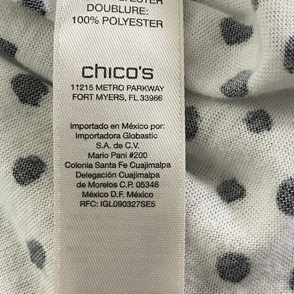 CHICO'S Women Top Sz 2X White Short Wide Sleeves Polka Dot Sheer Overlay 50-4 - Picture 16 of 16